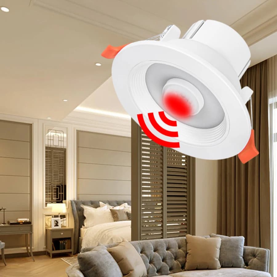 AC 85-265V 5W 10W 15W 20W Lampada da incasso a soffitto a LED rotonda Sensore di movimento PIR Faretto per corridoio Corridoio Accensione/spegnimento automatico di notte