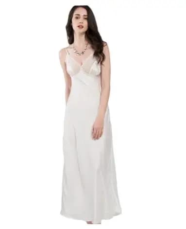 Sexy lace Sling Long Silk Women's Dress Silk Satin With V Neckline Nightwear C1618