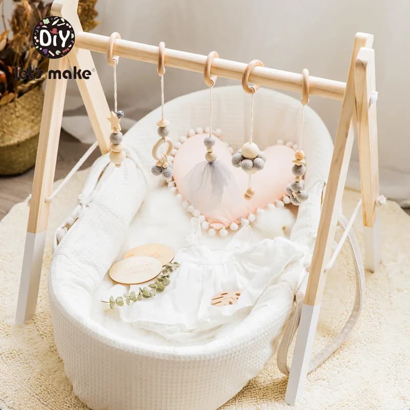 1set Baby Play in legno palestra animali ciondolo BPA Food Grade giocattoli massaggiagengive in legno regalo di nascita interattivo per bambini giocattoli in legno vuoti