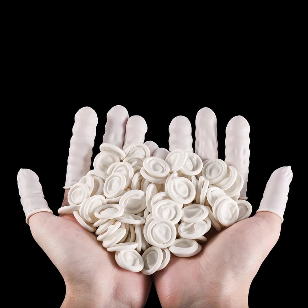 50/100 pz Bianco Usa E Getta Protezione Della Punta Delle Dita Guanti di Gomma antiscivolo Copertura Dito Culle Per FAI DA TE Stampo In Resina Strumento di Forniture
