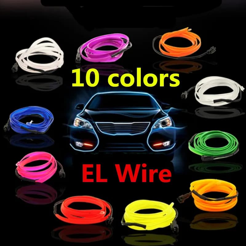 5M EL Wire Neon Light Novità Luce Neon Lampada a LED Corda flessibile Tubo LED Strip String Light Decorazione auto con 6mm Cucito