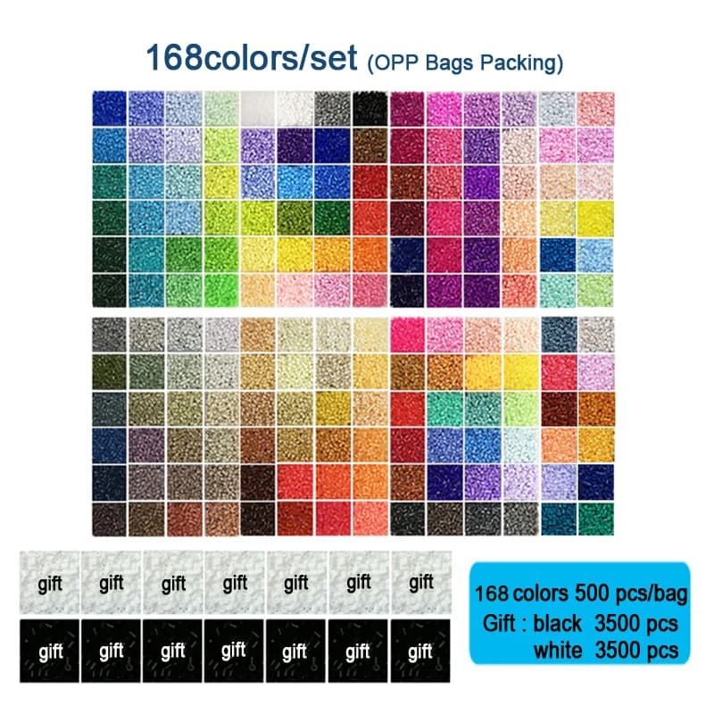 168 colori/set Yantjouet 2.6mm EVA Mini Perline kit Regalo Nero/Bianco 3500 pz Hama Perline Fusibili Perline Fai Da Te Puzzle Perline di Ferro