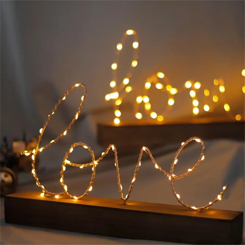 ins Nordic Iron Love Home metal Letters Night Light Battery Operated Cozy Bedroom Desk Lamp Vogue Adornment Warm Light christmas
