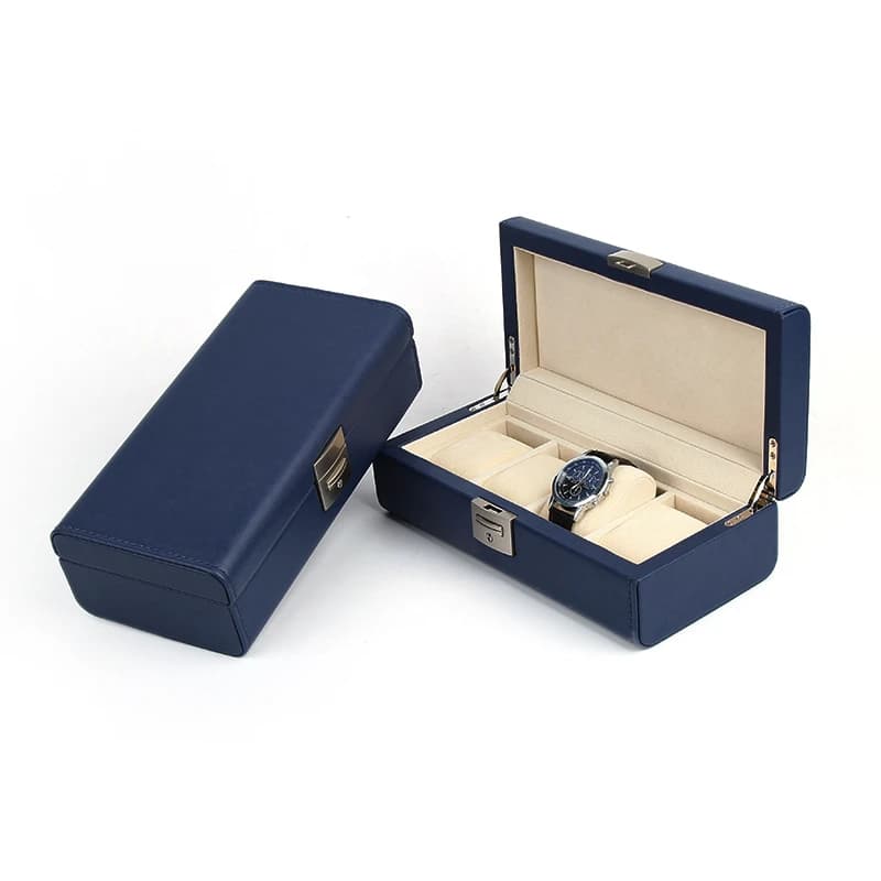 New 4 slot watch case storage box fashion leather watch box organizer with lock women jewelry display box door watches for men