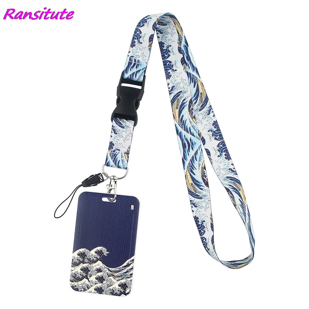 Ransitute R1771 Onde Moda Cordini ID Porta badge Bus Pass Custodia Cover Slip Porta carte di credito bancario Porta carte