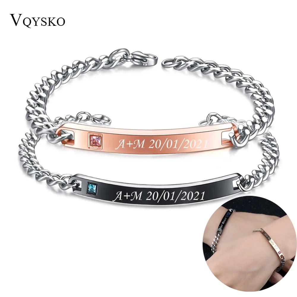 Personalizza gli amanti personalizzati nome coppia braccialetto per donna uomo gioielli regalo bracciali Puzzle a catena regolabile in acciaio inossidabile