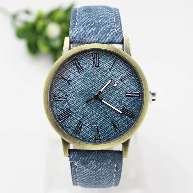 New Fashion Men Casual Quartz Watch Women's Jean Fabric Leather Strap Watches Relogio Women's Watch Wrist Watch Hot
