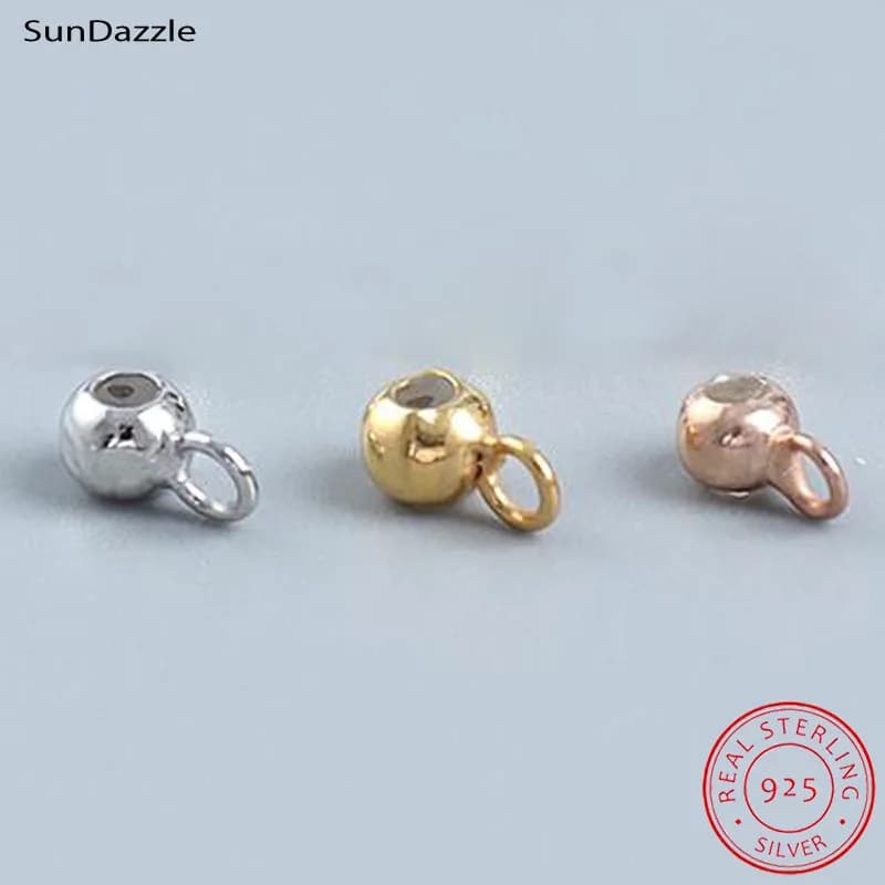 Perline riempite in silicone Reale puro argento sterling massiccio 925 Perline di arresto del distanziatore con perline dell'estremità dell'anello Risultati di creazione di gioielli fai da te