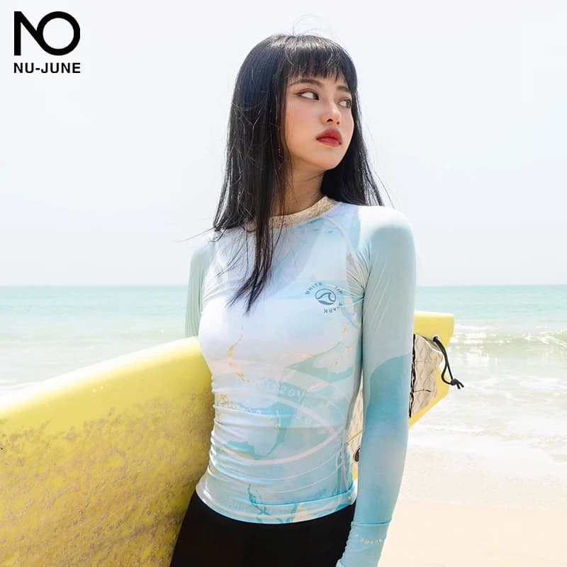 Costume da bagno nu-giugno costume da bagno a maniche lunghe da donna con protezione solare protezione solare pantaloni da immersione in pelle tuta da surf divisa muta da sub galleggiante