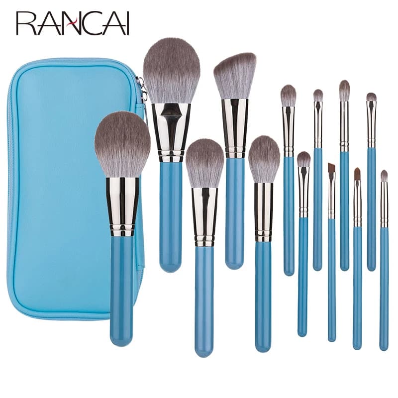 13 pz/set Pennelli per trucco blu set completo Big Powder Fard scolpire Ombretto kit per trucco sbavature evidenziatore pennello per labbra sopracciglio
