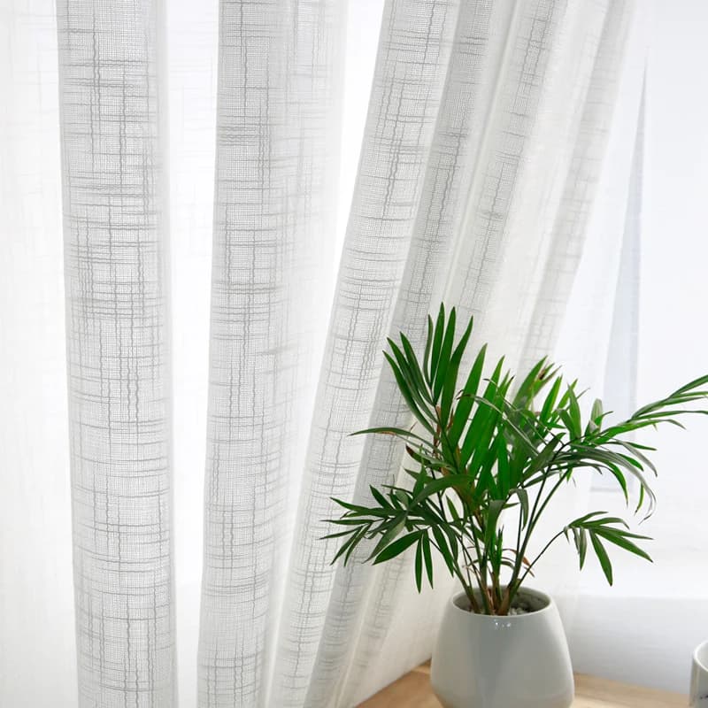 Modern cotton linen feel curtain gauze white cross texture curtain gauze for bedroom balcony living room window screen curtain