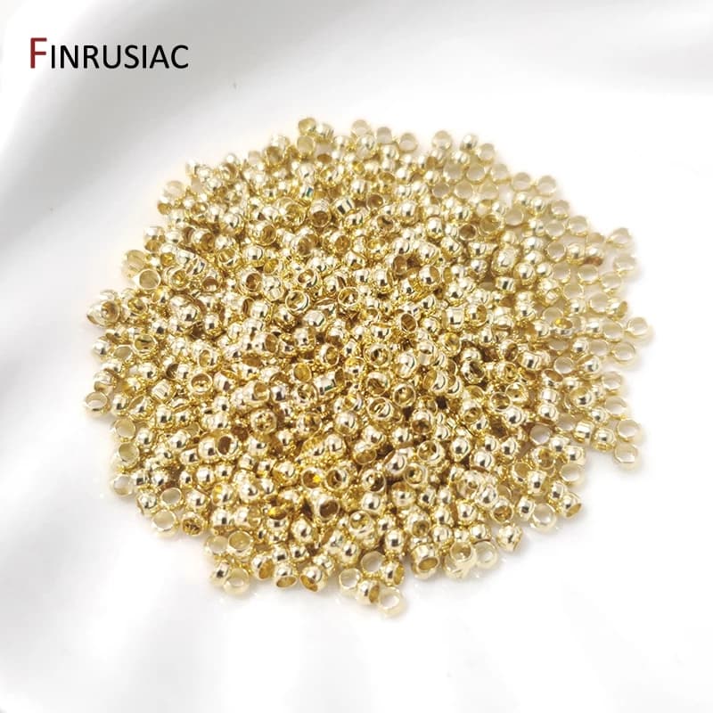 200PCS/lot 2/2.5mm 18K Gold Plated Ball Crimp End Beads,Lamps For Jewelry,Stopper Spacer Beads For DIY Jewelry Making Findings