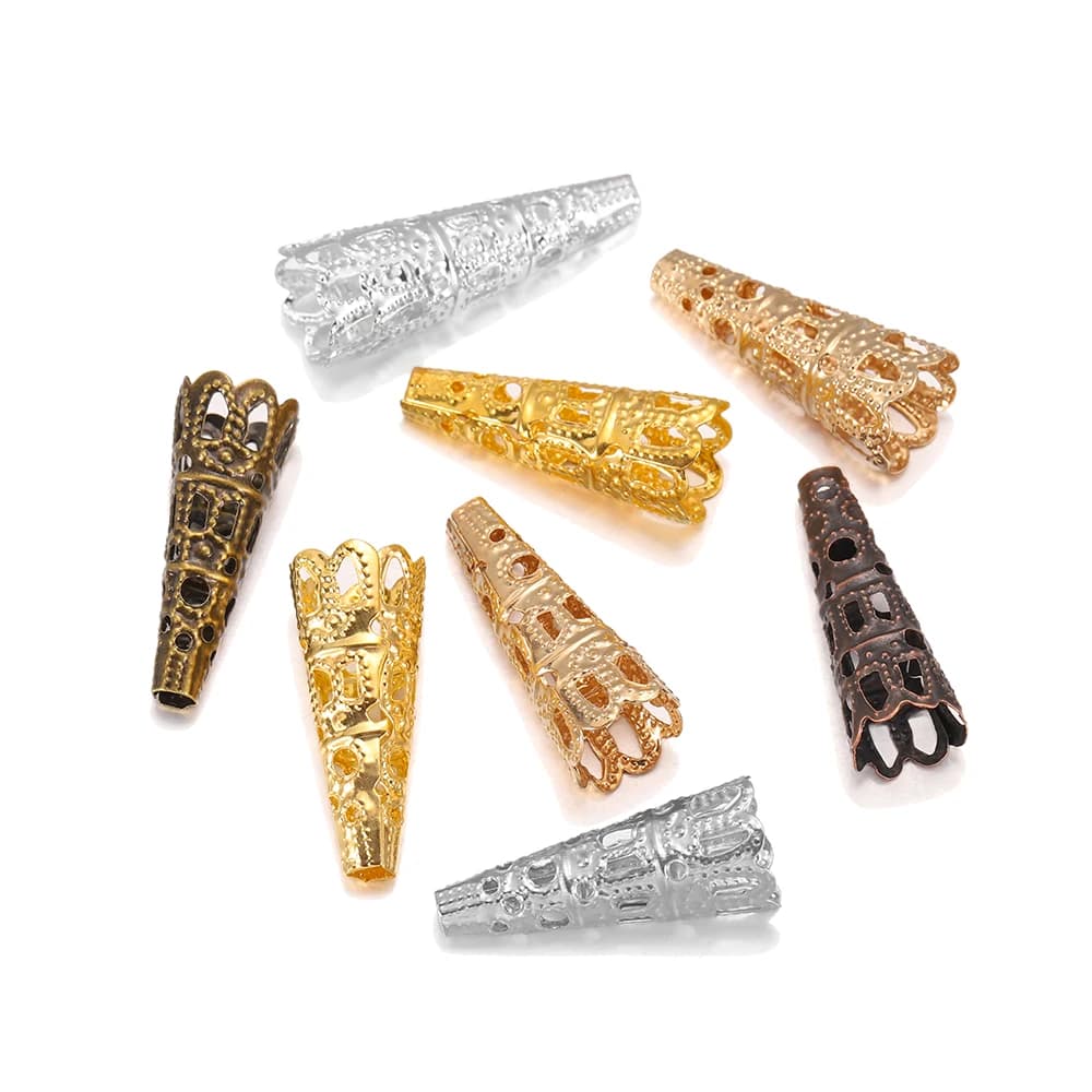 50 pz/lotto Lega di Rodio Bugle Cono Bead Caps Pendolo di Cristallo pendente End Cap Per Gioielli FAI DA TE Che Fanno Forniture Risultati