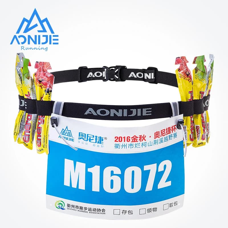 AONIJIE Unisex E4076 E4435 Running Number Belt Waist Bag for Triathlon Marathon Motor Cycling with 6 Gel Passers