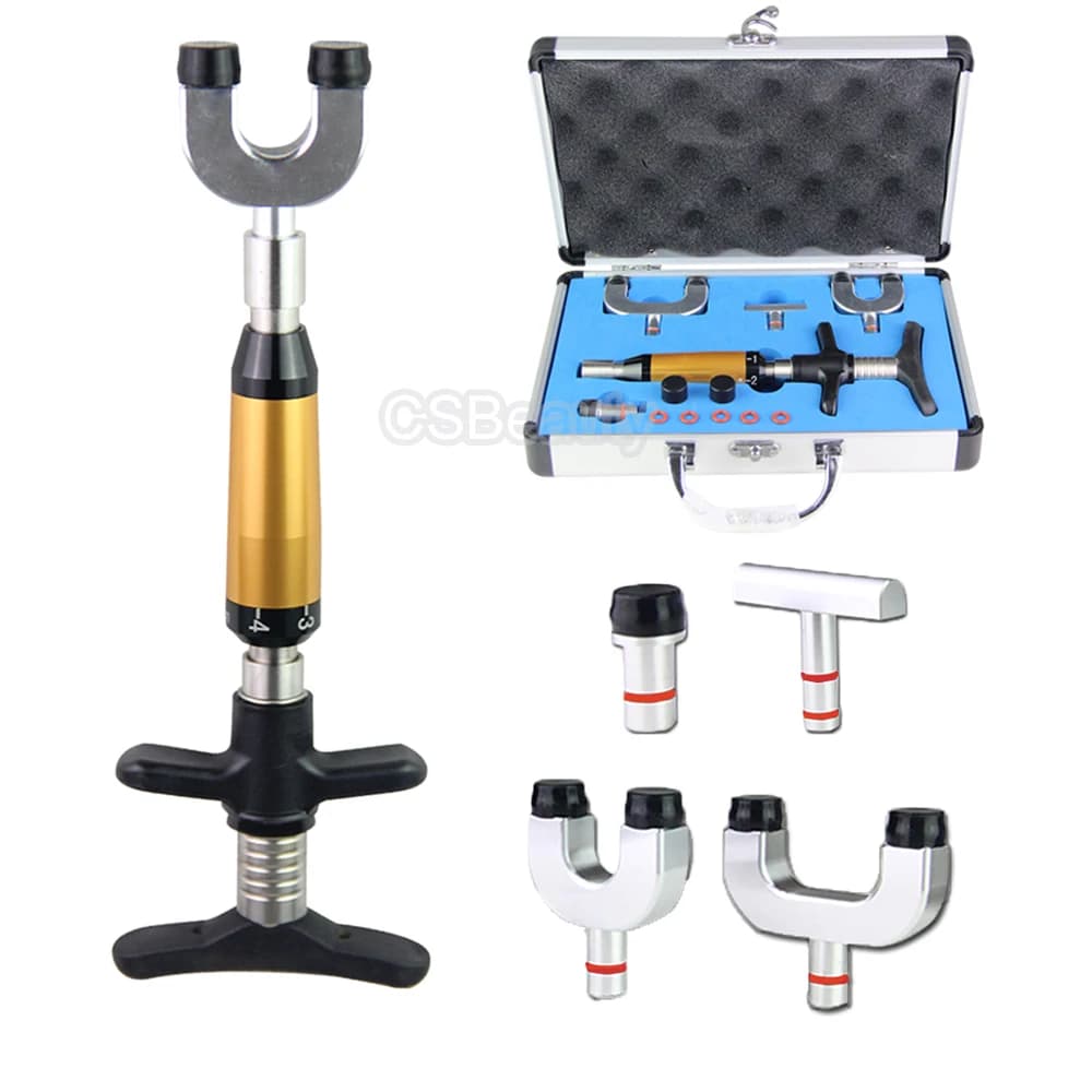 Chiropractic Adjustment Tool Spine 6 Levels 4 Heads Therapy Adjustment Instruments for vertebration Massage Set of handguns