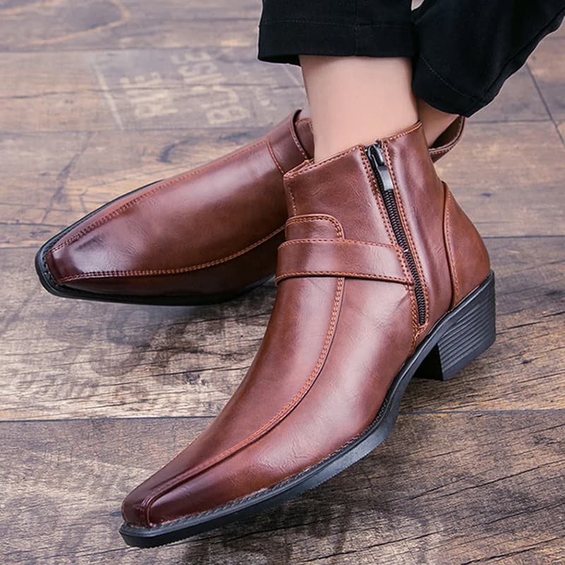 2026 Men's Retro Cowboy Boots New Leather Shoes Chelsea Boots Men's Boots Zippered Boots Men's Boots Autumn Winter Shoes