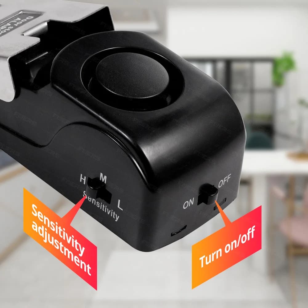 FUERS Sistema di allarme fermaporta wireless 120dB Sistema di blocco porta antifurto di sicurezza domestica forte Allarme di pressione fermaporta portatile