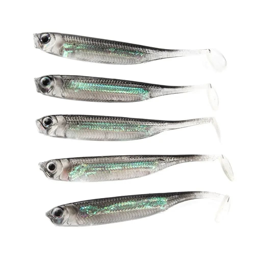 5 PZ/Call Fishing Esca Morbida 7 CENTIMETRI 7.5 CENTIMETRI 1.7G 2.3G 2.7G T Fishtail Fishing baits Rainbow Color Sequins Swing Fishing Spinner Bait
