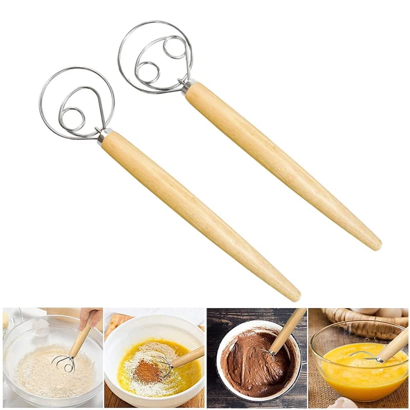 Frusta per impasto danese a mano grande Frullatore per pane Torta in acciaio inossidabile Impastatrice per pasticceria Bastone Frullino per le uova Utensili per frullatore da cucina