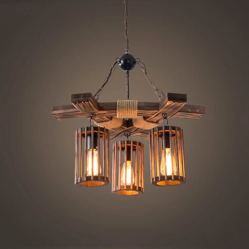 Lampadario industriale retrò in corda di canapa Bar ristorante barbiere salone pentola calda negozio di abbigliamento lampada a sospensione luce in legno Droplight