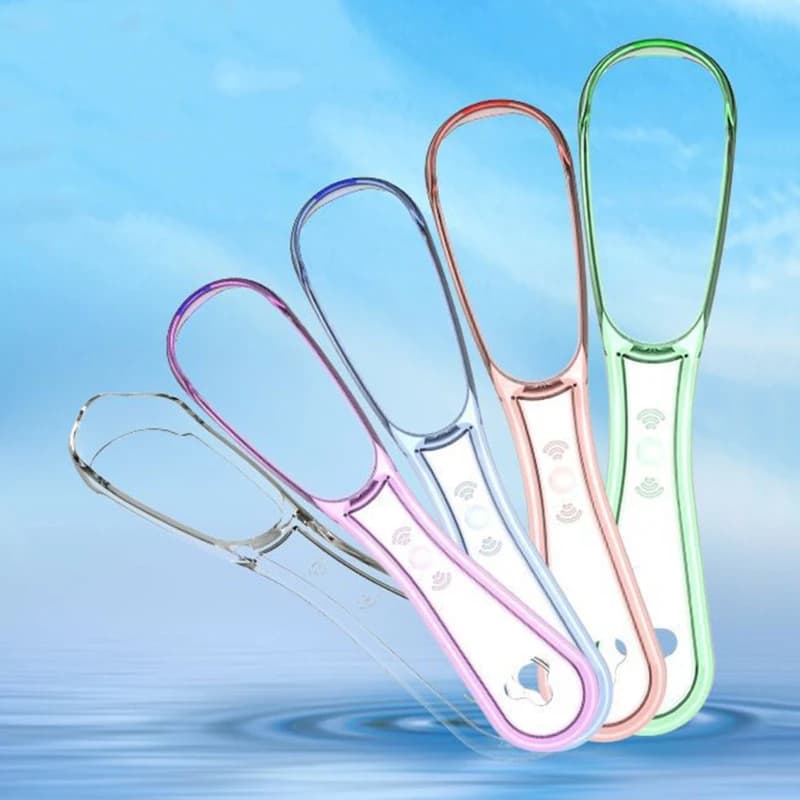 Y1UF raschietto per lingua per adulti Food Grade plastica bifacciale cura orale igiene detergente spazzola alito fresco strumento per la pulizia della bocca