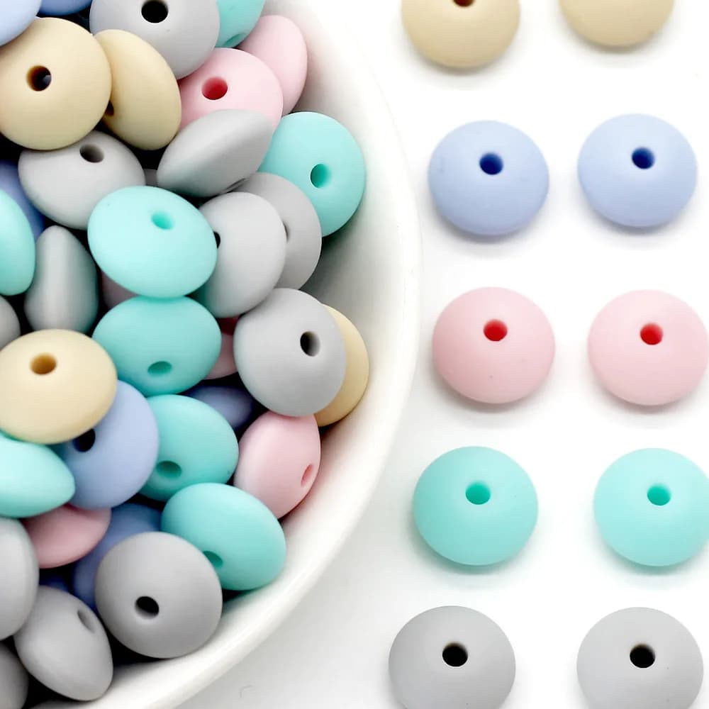 Carino-Idea 20 Pz Perline di Silicone 12 MM Perline di Lenticchie FAI DA TE Bambino Ciuccio Catena Del Pendente BPA Libero FAI DA TE Masticabile Perline Colorate Massaggiagengive