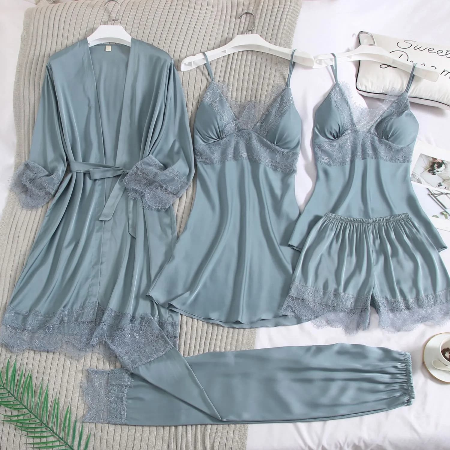 Women's Dresses Set Satin Nightwear Wedding Gift Wedding Dresses Nightwear Casual Kimono Bathrobe Dress Underwear Night Shirt