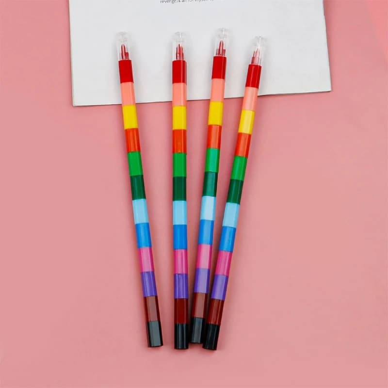 12 pz/pacco Mini pastelli da colorare pastelli da colorare pennarelli pre-affilati pennino impilabile Set regalo rimovibile Fidget giocattolo per bambini