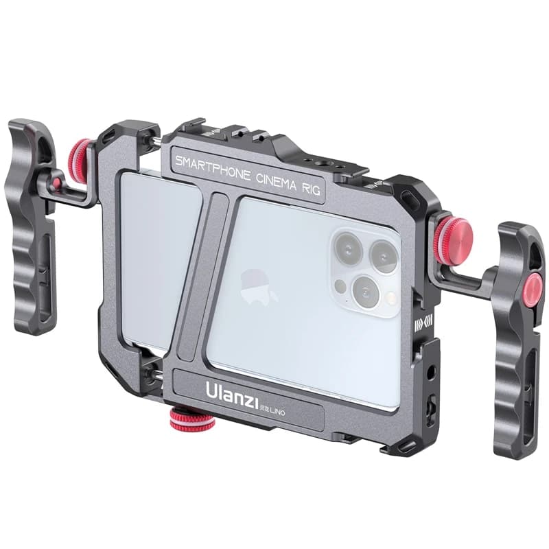 Ulanzi Lino Phone Video Vlog Cage con maniglia regolabile per iPhone 15 14 13 Pro Max supporto per scarpe fredde per microfono Flash Light
