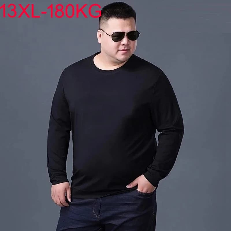 autumn winter Man woman T-shirt Long sleeve Size 8XL 9XL 10XL 13XL Large size T-shirt Underwear for home Top wide in black cotton