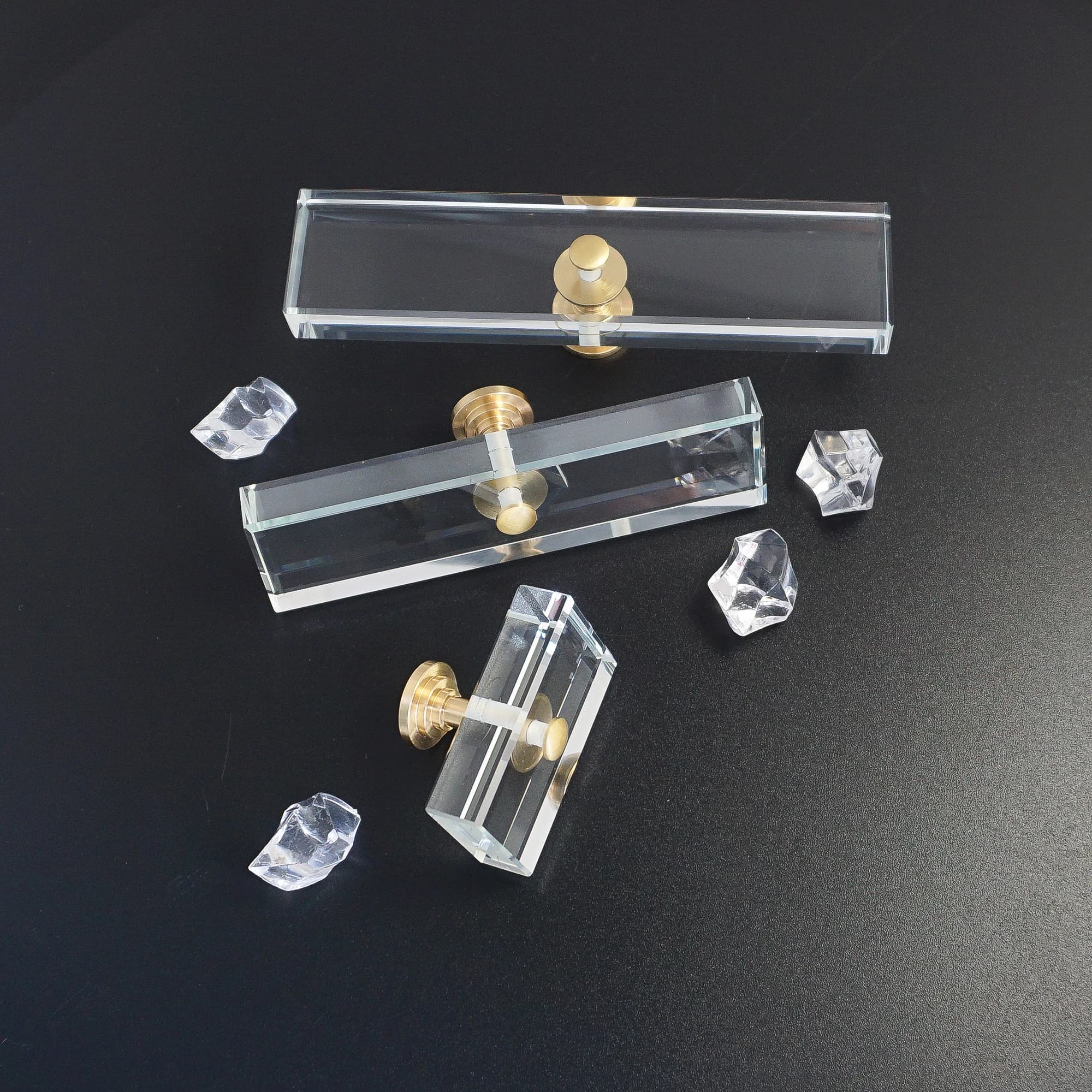 Manopole e maniglie rettangolari in vetro trasparente, cassettiera, cassettiera, porta dell'armadio da cucina, guardaroba, maniglie hardware