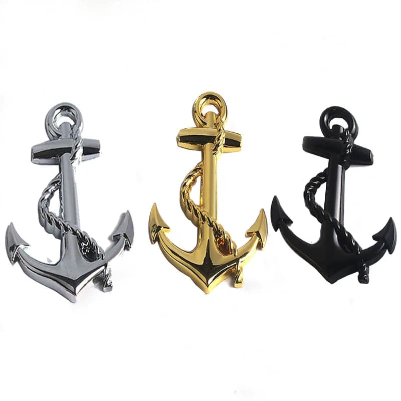 1PC adesivi per auto di personalità in metallo ganci di ancoraggio per barche emblema della marina griglia distintivo a croce adesivo per carrozzeria per nave pirata