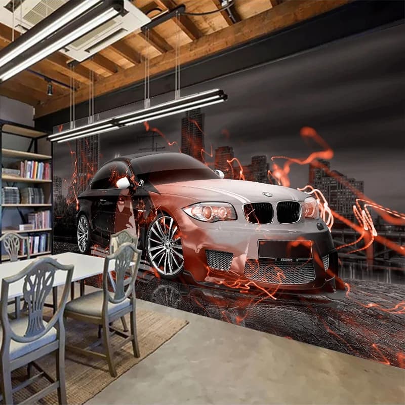 Carta da parati autoadesiva personalizzata 3D Arte creativa Auto sportiva Murales Ristorante Cafe Bar KTV Sfondo muro Adesivi 3D impermeabili