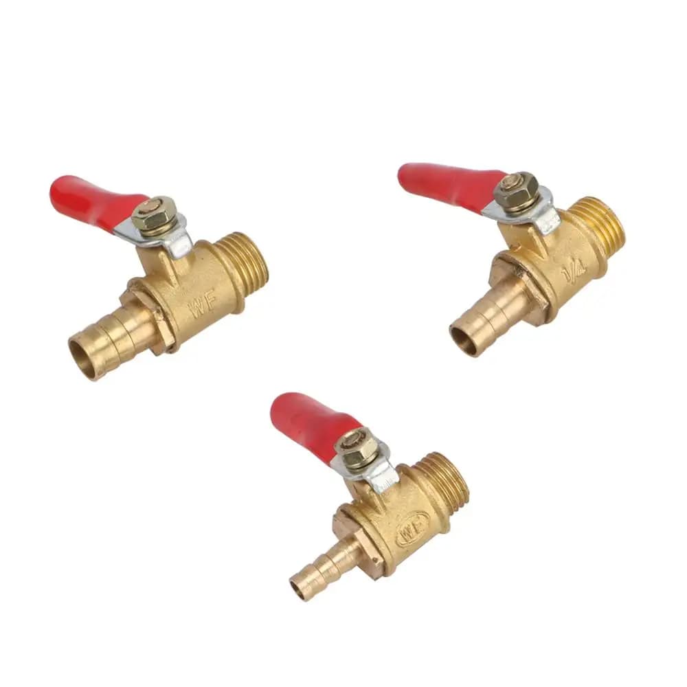 Ottone 1/4 "Filettatura Maschio Valvola A Sfera a 6 millimetri 8 millimetri 10 millimetri Spinato Tubo di Connettore di Interfaccia Adattatore Giunto accessori Per Tubi di rame