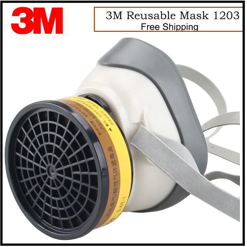 1203 Mezza maschera riutilizzabile Respiratore anaerobico 3M contro gas acido/clorino Maschera Respiratore per pittura Maschera autentica