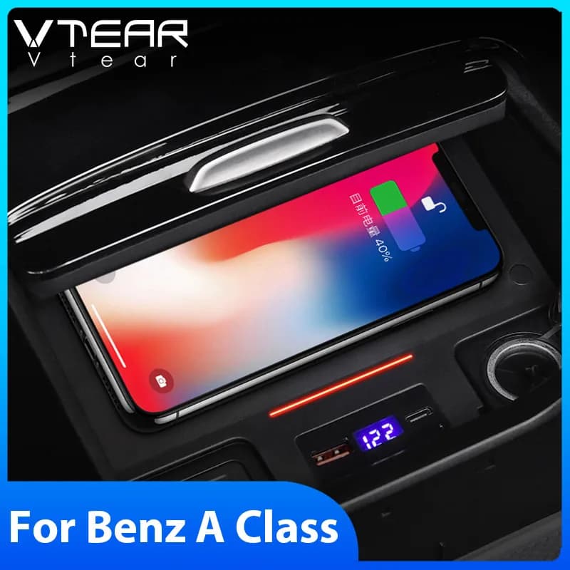 Caricabatteria senza fili per auto per Mercedes Benz Classe A W177 GLA 200 GLB GLC Accessori Piastra di ricarica del telefono 2020 2021 Prodotti per auto