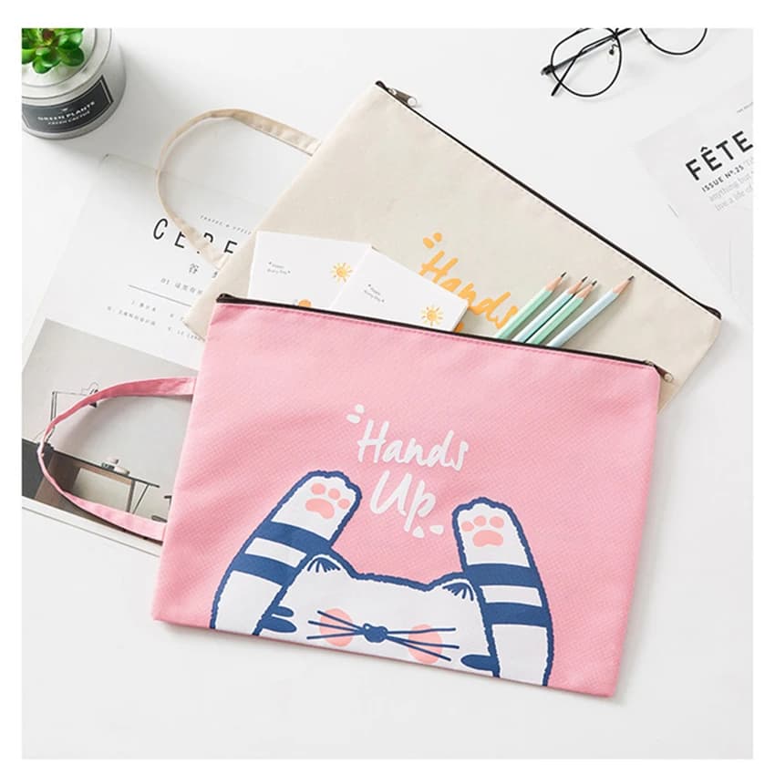 Borsa portadocumenti portatile con cerniera per cartoni animati, cartelle in tessuto Oxford, formato A4, per forniture per ufficio, borsa da viaggio multiuso
