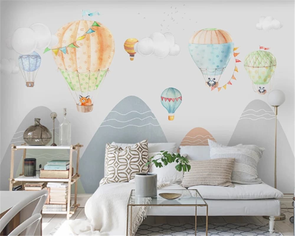 Personalizzato di qualsiasi dimensione murale carta da parati cartone animato mongolfiera animale pittura murale camera da letto per bambini sfondo muro decorare carta da parati 3d