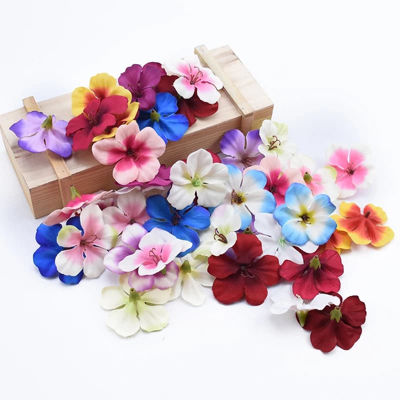 20 pezzi economici fiori artificiali orchidea per la casa decorazione di nozze accessori pompon corona fai da te ricamo rose di ciliegio di seta