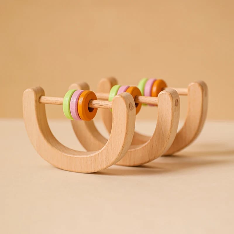 1 pz legno sonaglio bambino forma geometrica dentizione a mano anello in legno fare rumore passeggino Montessori letto campana appeso sonagli giocattolo