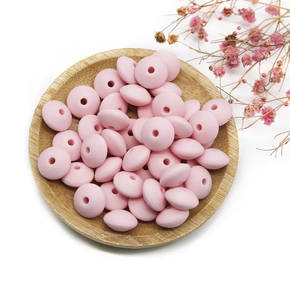 Cute-Idea 12mm 100pcs perline di lenticchie in silicone che fanno a mano fai da te Food Grade dentizione accessori per allattamento massaggiagengive perline di abaco