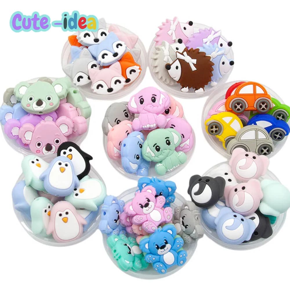 Cute-idea 10 pz/lotto Perline di Silicone Massaggiagengive Ciuccio Catena di Cura Food Grade Dentizione Fatta A Mano Masticabile Accessorio Prodotto Per Bambini
