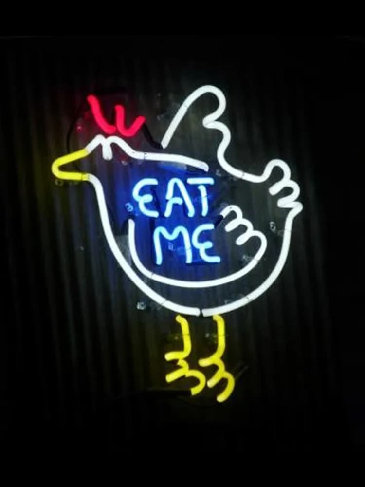 Insegna al neon per pollo fritto mangiami Lampade tubi di vetro reali resterant decorare la luce Hotel DISPLAY BUSINESS Impact Attira la luce