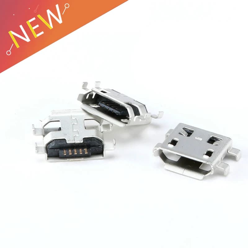 10pcs Micro USB 5pin B tipo 0.8 millimetri Connettore Femmina Per Il Telefono Mobile Mini USB Connettore Martinetti 5pin di Ricarica presa Quattro piedi spina