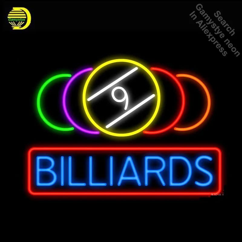 9 palline da biliardo in vero vetro al neon, insegna al neon, lampadine al neon, display del negozio, tubo di vetro, artigianato, ricreazione, pubblicità, regali, sala giochi