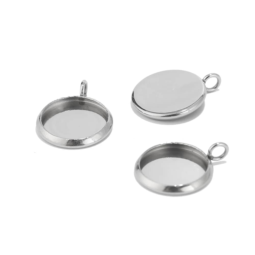 50 pcs In Acciaio Inox Rotonda Del Pendente Base In Bianco Vassoio Cabochon Fit 12mm per il Fai Da Te Collana di Fascino Che Fanno di Risultati Dei Monili