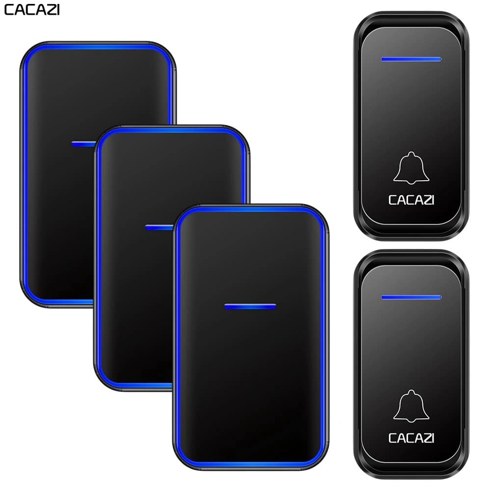 CACAZI Home Welcome Campanello senza fili Impermeabile 300M Telecomando 1 2 pulsanti 1 2 3 Ricevitore US EU UK AU Plug Chiamate intelligenti Campanello per porte