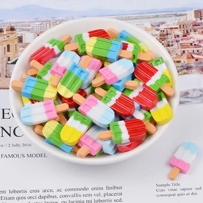 6 pz/lotto Popsicle Ice Cream Polimero Melma Pendenti E Ciondoli di Modellazione di Argilla Accessori FAI DA TE Scatola di Giocattoli Per I Bambini Melma Forniture di Riempimento