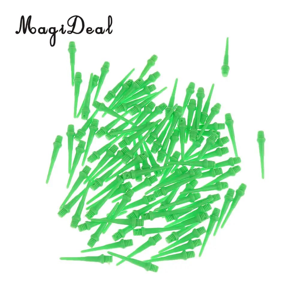 MagiDeal 100 Pezzi di Alta Qualità Dardo Morbido Punte Punti 2BA Standard Freccette Ago Verde Sostituibile Dart Consigli Freccette Accessori