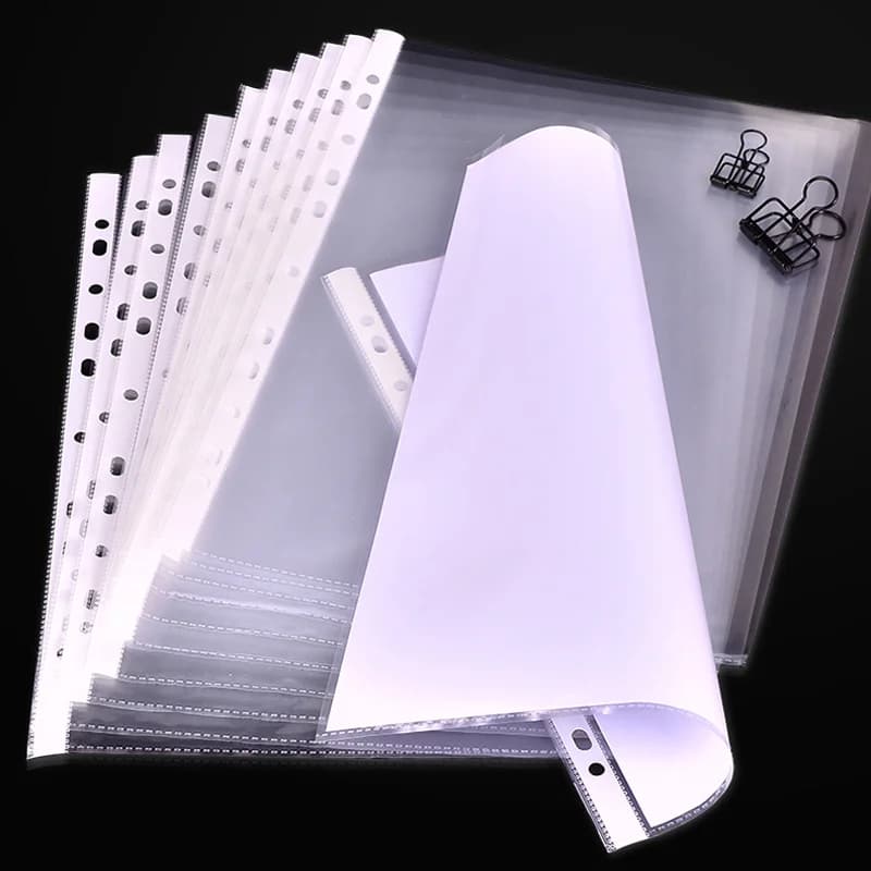 MIRUI A4 Tasche perforate in plastica trasparente Cartelle Archiviazione Portafogli Maniche Untral Sottile 11 fori Documenti a fogli mobili Protezioni per fogli